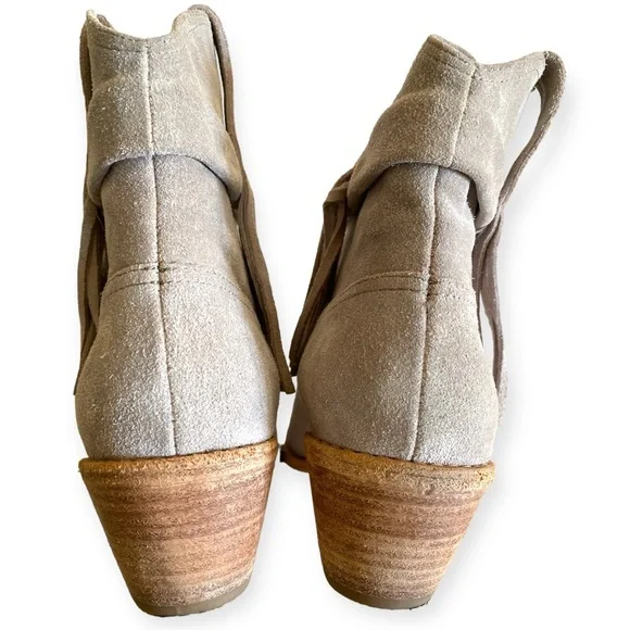 JOIE KEATON Suede Fringe Chelsea Western Boot 2”Heel Pull On Point Toe Size 38.5 - Picture 10 of 15